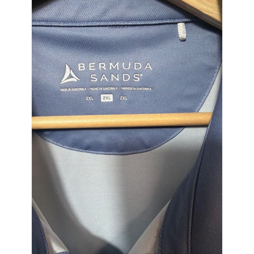 Bermuda Sands Mens 2XL Blue Striped Performance Golf Polo Bear Creek GC Logo - Picture 2 of 4